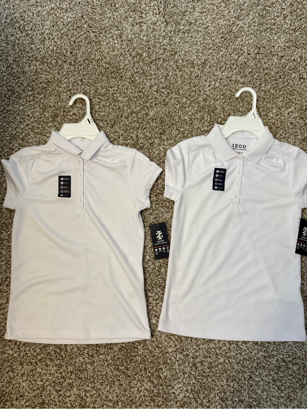 Izod Girls White Short Sleeve Polo Pack of 2
